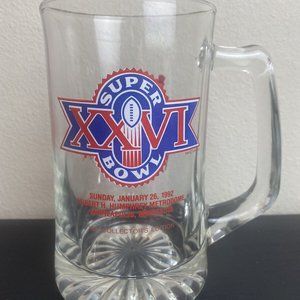 SLIMJIM Collectors Edition 1992 Super Bowl 26 Glass Beer Mug Stein VGC